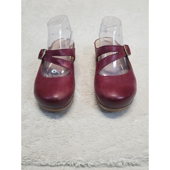 Dansko Shoes - Dansko Burgundy Red Leather Mary Jane Mules Shoes 38 Women 7.5 Classic Capsule
